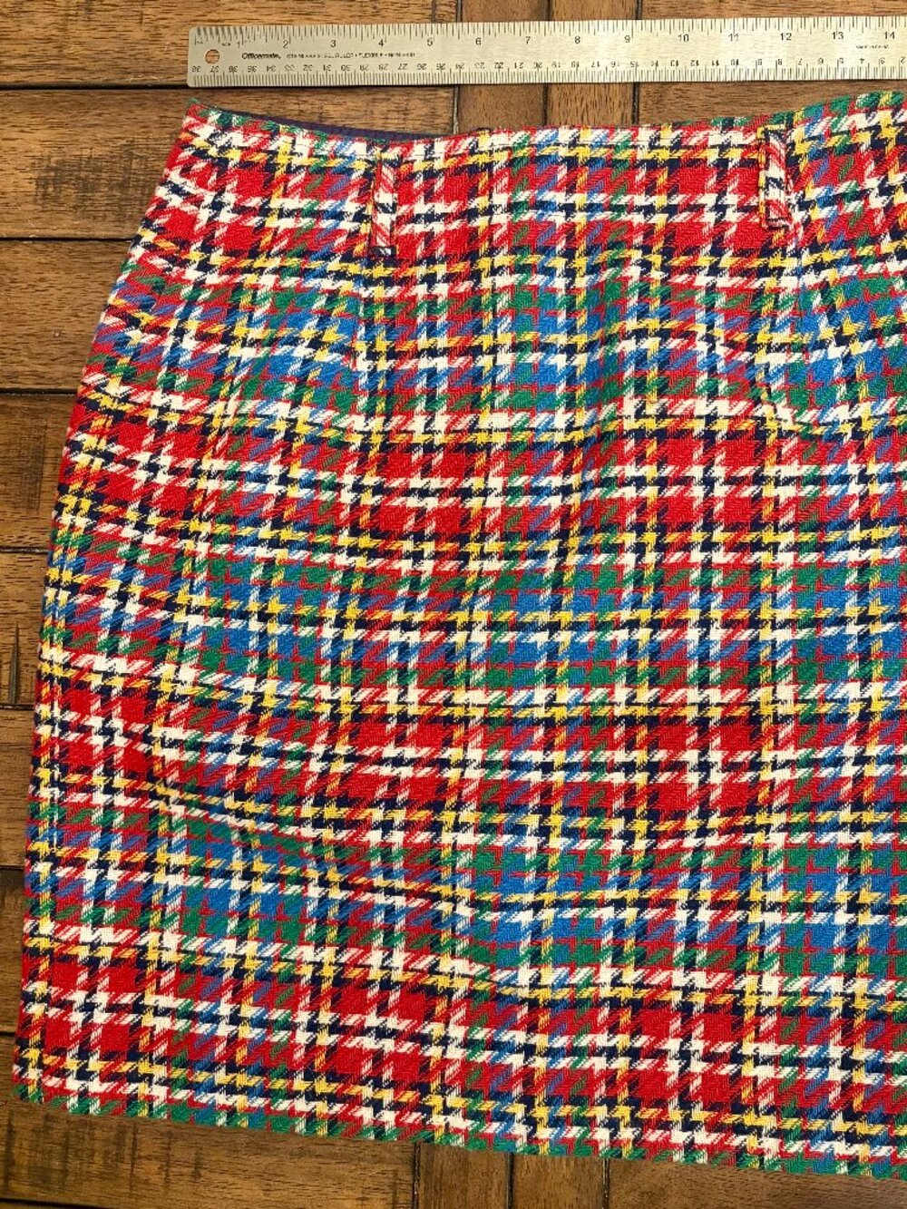 Wool-blend vintage women's plaid skirt